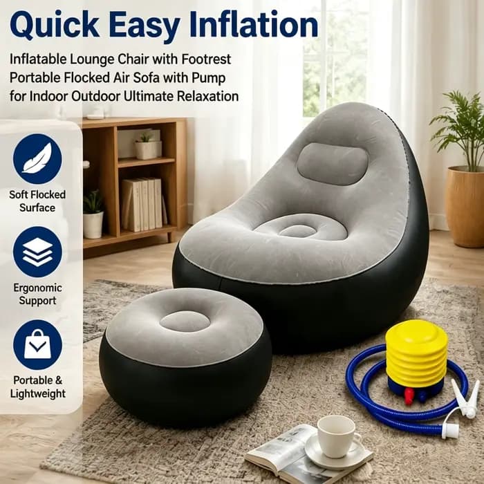 Fauteuil gonflable rapide et facile à gonfler avec repose-pieds