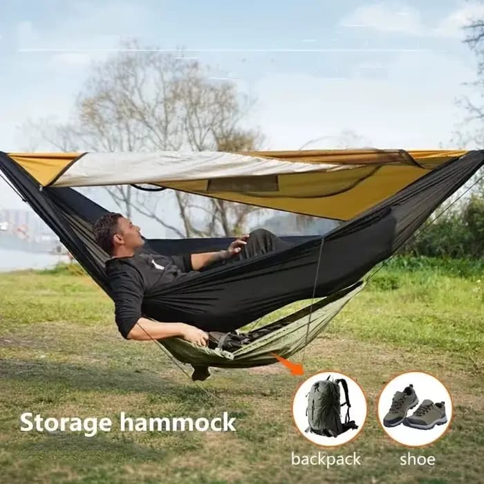 Nouveaux hamacs de rangement extérieur 2025 pour le camping portable, les voyages, le jardin, la randonnée en nature, les vêtements, les chaussures et l'équipement – Petit hamac