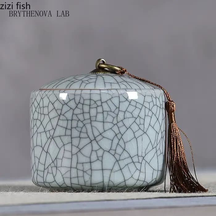 Nouvelle boîte à thé créative en céramique craquelée avec couvercle, boîte scellée en porcelaine, boîte à bonbons portable, décoration de bureau, décoration d'intérieur