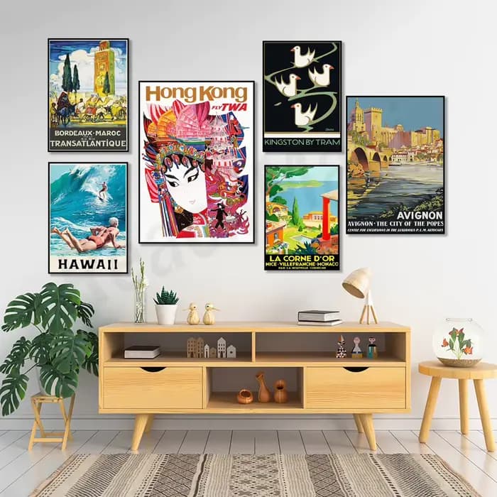 Affiches de paysages de voyage du Japon, Red Leaf Hot Springs, Los Angeles, Avignon, Maroc, vacances hawaïennes, Arizona Buffalo Dancer