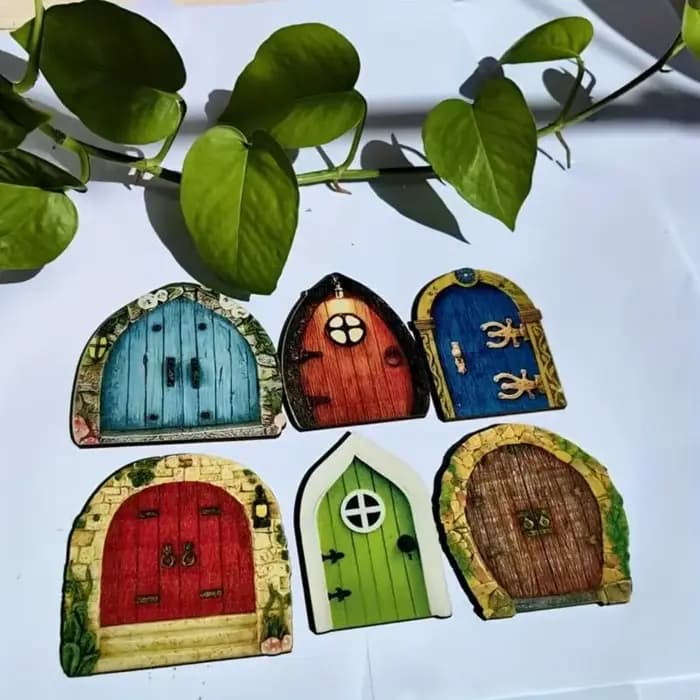 Lot 6 fées en bois pour porte jardin