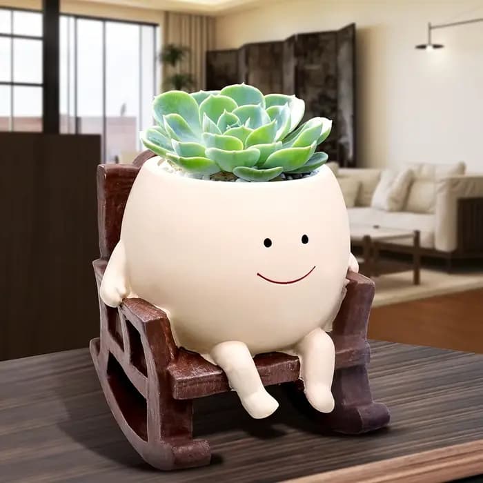 Mini pot de fleur en résine pour chaise à bascule