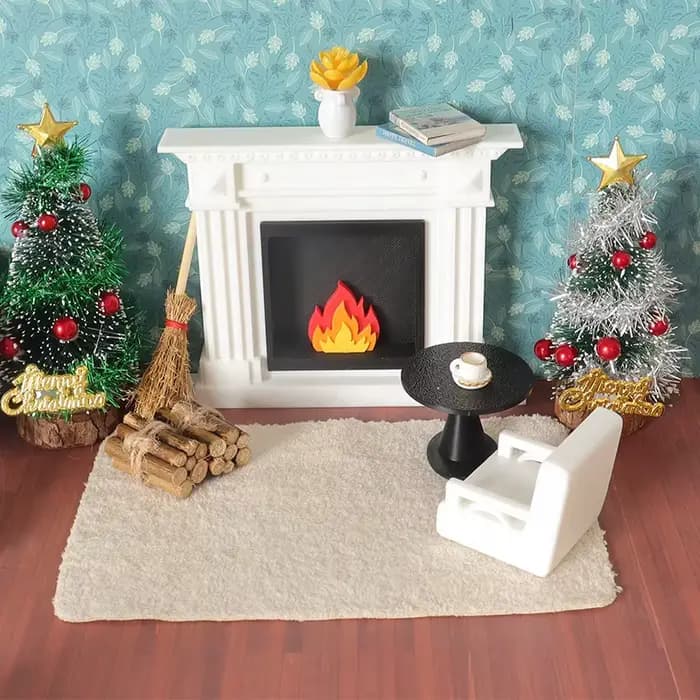 Chauffage Miniature pour maison de poupée, modèle de cheminée, Mini scène de noël, décoration, accessoires pour maison de poupée, 1/12