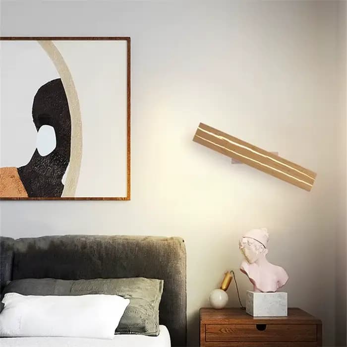 Applique Murale LED en Bois de Style Mars, Luminaire Décoratif d'Nik, Idéal pour une Chambre à Coucher, un Salon, une Cuisine ou un Bureau