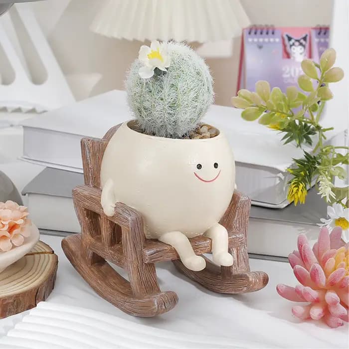 Pot de fleur de chaise à bascule en résine