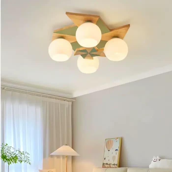 Lampes de plafond LED en verre en bois pour salon enfants chambre cuisine étude Lustre décoration de la maison Lustre luminaire