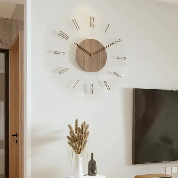 Horloge murale de mode, décoration de salon, bois massif, créative, silencieuse, nordique, Simple, horloge à Quartz, décoration de luxe
