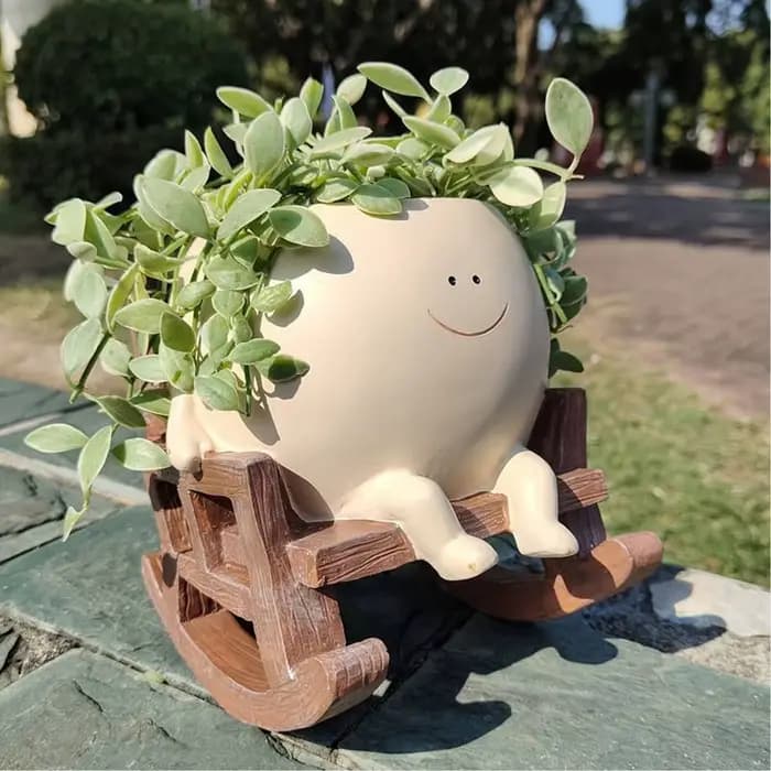 Pot de fleur de chaise à bascule en résine