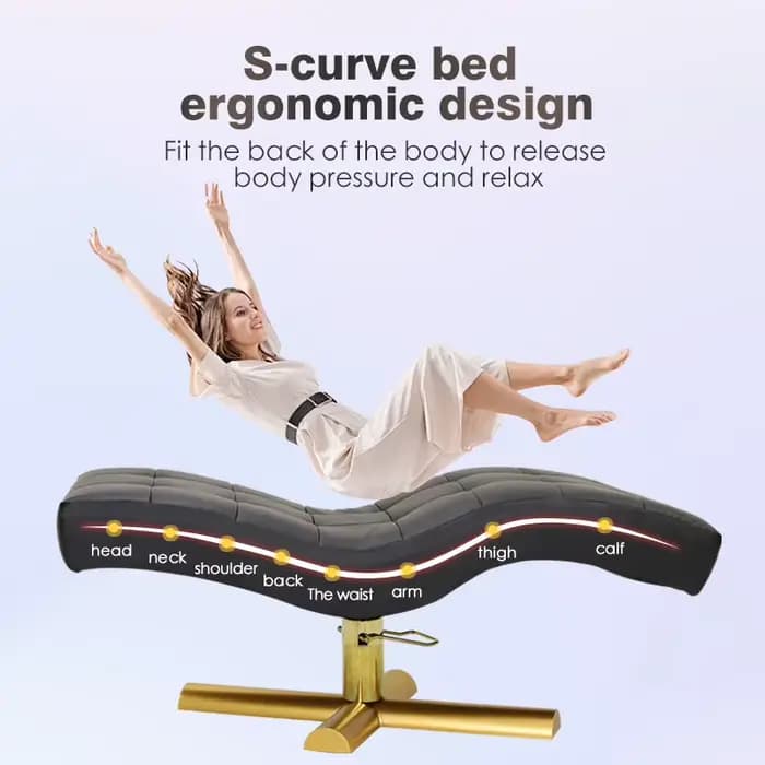 Keyunshi Lit de SPA de beauté de luxe avec courbe S-Fit et base dorée, lit de salon en cuir PU épais pour une expérience confortable