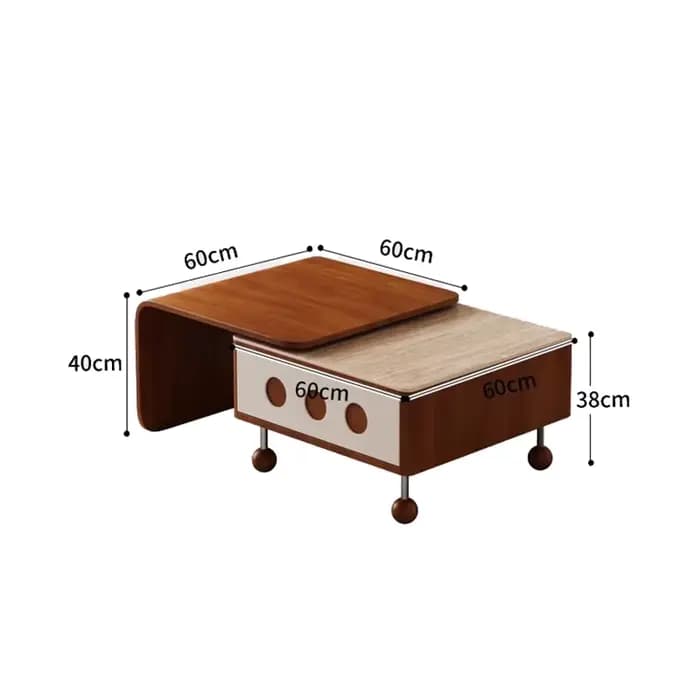 Tables basses rectangulaires extensibles avec rangement