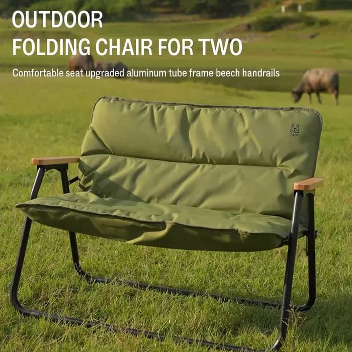 GERC Double chaise pliante extérieure en aluminium pique-nique Camping Portable dossier tabouret de pêche chaise Kermit