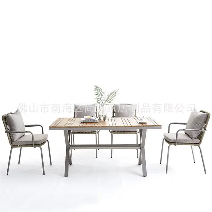 Combinaison table et chaise en aluminium pour jardin extérieur