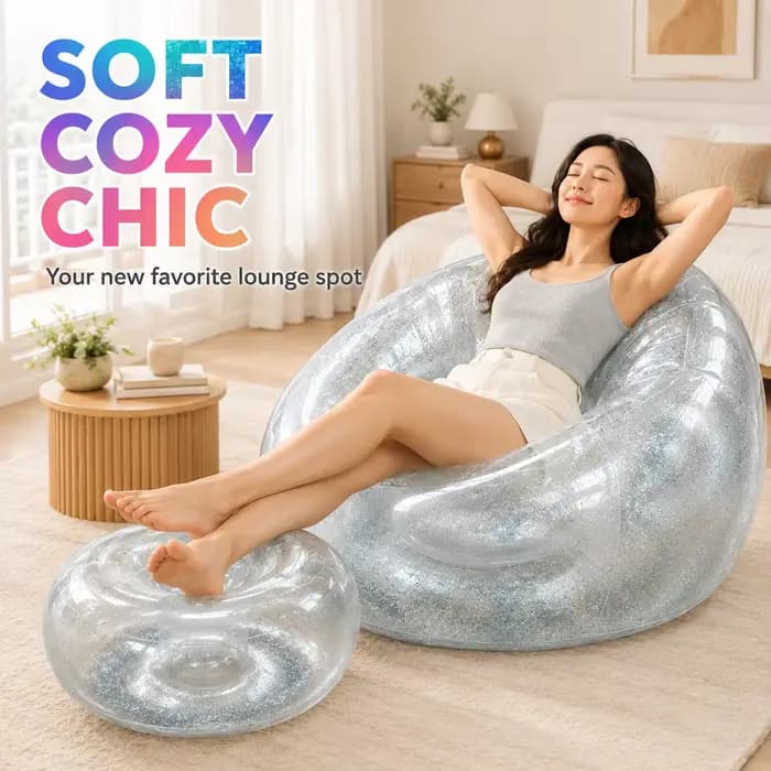 Chaise longue gonflable à paillettes
