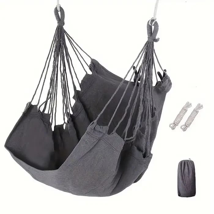 Fauteuil suspendu en tissu de loisirs 1 pièce - Balançoire d'extérieur avec anti-retournement et sac de rangement pour