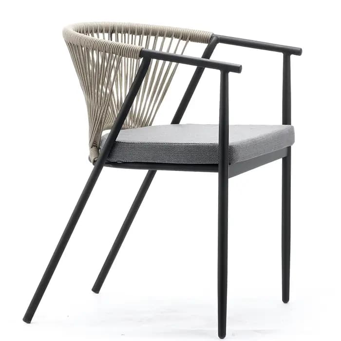 Chaise d'accoudoir de salle à manger avec cadre métallique