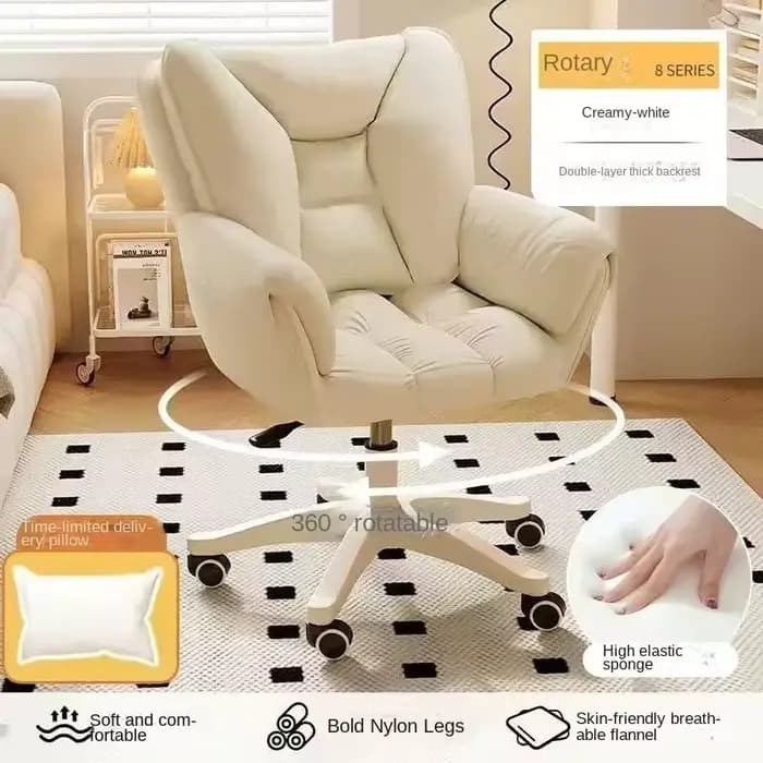 Chaise d'ordinateur à usage domestique, confortable, pour chambre de fille, dortoir, étudiants, bureau, dossier sédentaire, chaise pivotante pour la maison