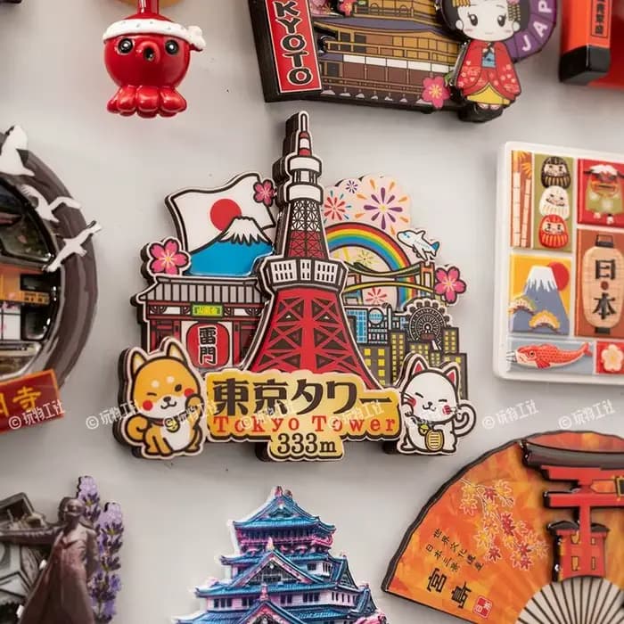 Aimant de réfrigérateur Souvenir de voyage japonais, Attraction touristique de ville, décoration de maison, autocollants en résine de tilleul, cadeaux créatifs du japon
