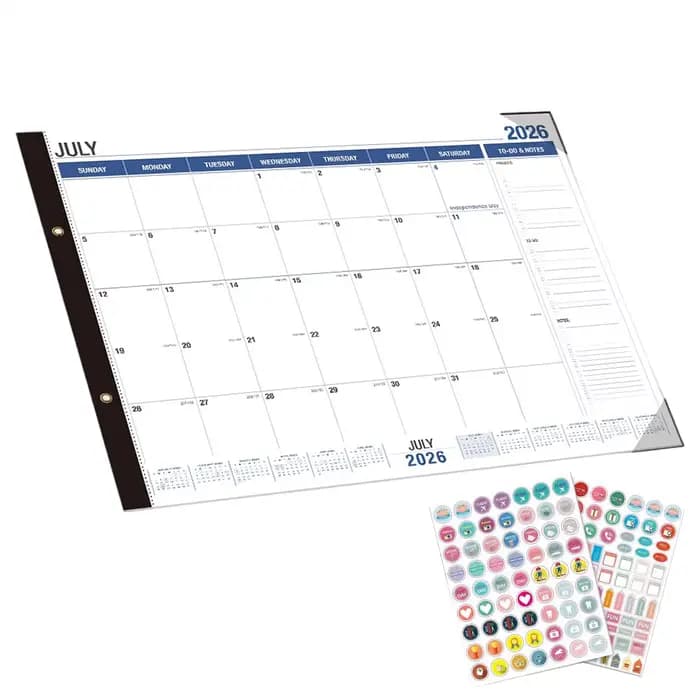 Grand calendrier 2026-2027, agenda quotidien, hebdomadaire, mensuel, planificateur, calendrier de bureau de 18 mois pour la maison, le bureau, la salle de classe, les réunions