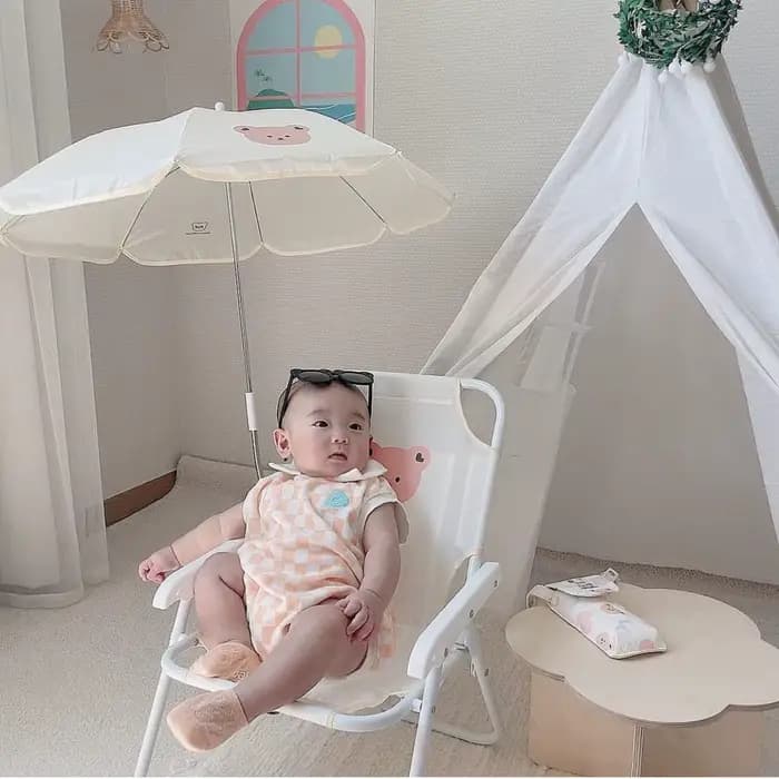 Chaise de plage extérieure pour enfants avec parapluie mignon Ins vent