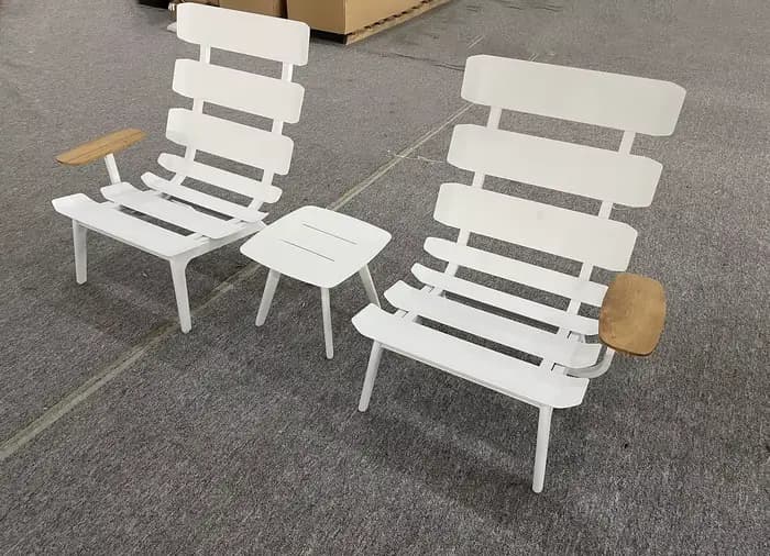 Ribon Ensemble d'extérieur 5 pièces Balcon Lit de soleil Chaise longue de plage Chaises longues et table en aluminium