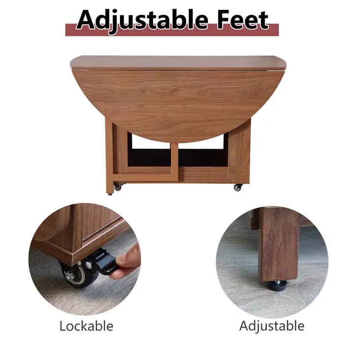 Table à manger ronde pliante mobile multifonctionnelle avec chaises pliantes