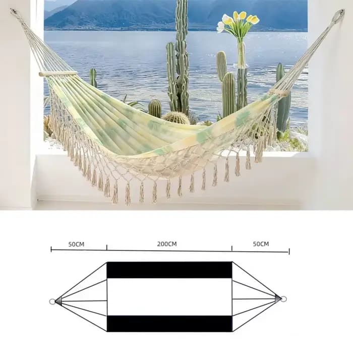Hamac à franges de style bohème pour la détente à la maison, sur le balcon, dans la cour ou dans le jardin. Hamac suspendu pour le camping en plein air