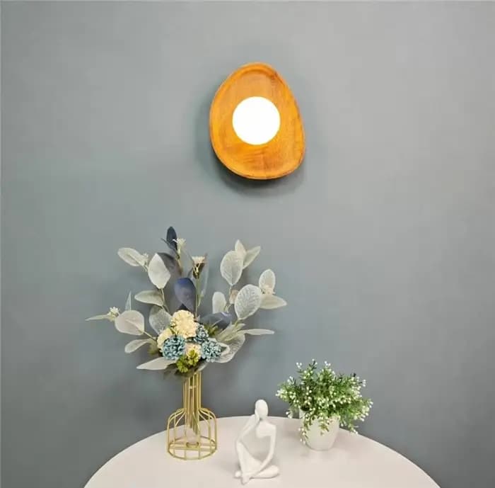 Applique Murale LED en Bois Naturel, Style Vintage, Rétro, Luminaire Décoratif d'Nik, Idéal pour une Chambre à Coucher, un Salon, un Couloir