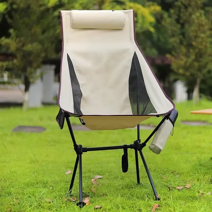 Chaise Moon, chaise pliante inclinable d'extérieur, chaise de pêche, sac porte-gobelet avec coussin, trois couleurs au choix