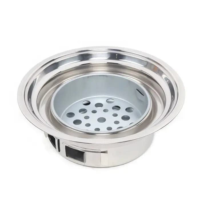 Réchaud à charbon portable coréen en acier inoxydable antiadhésif