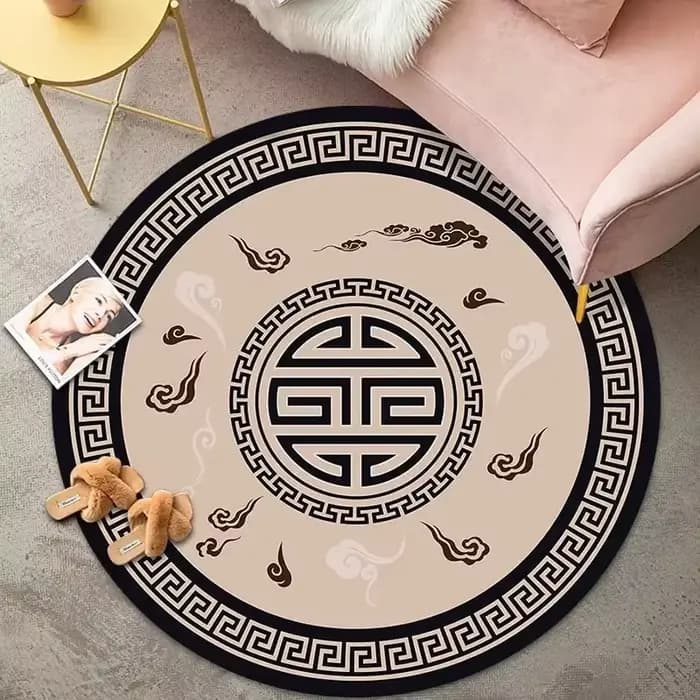 Tapis rond classique de luxe pour salon, Simple, noir et blanc, pour chambre à coucher, toilettes, décoration de toilettes, tapis de sol confortables