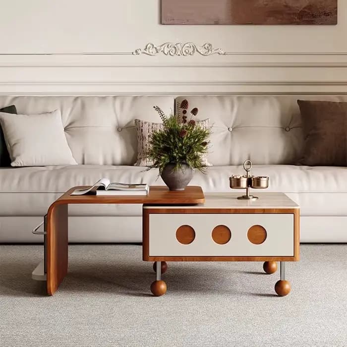 Tables basses rectangulaires extensibles avec rangement