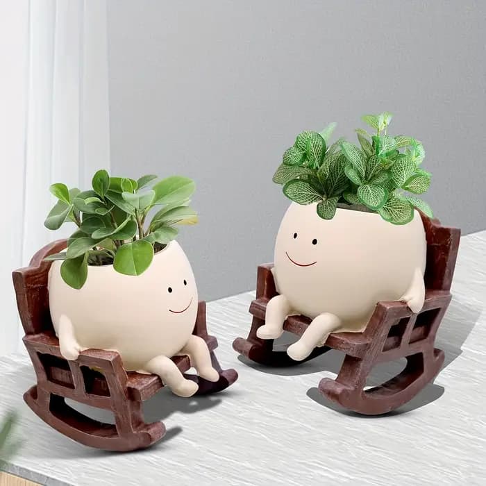 Mini pot de fleur en résine pour chaise à bascule