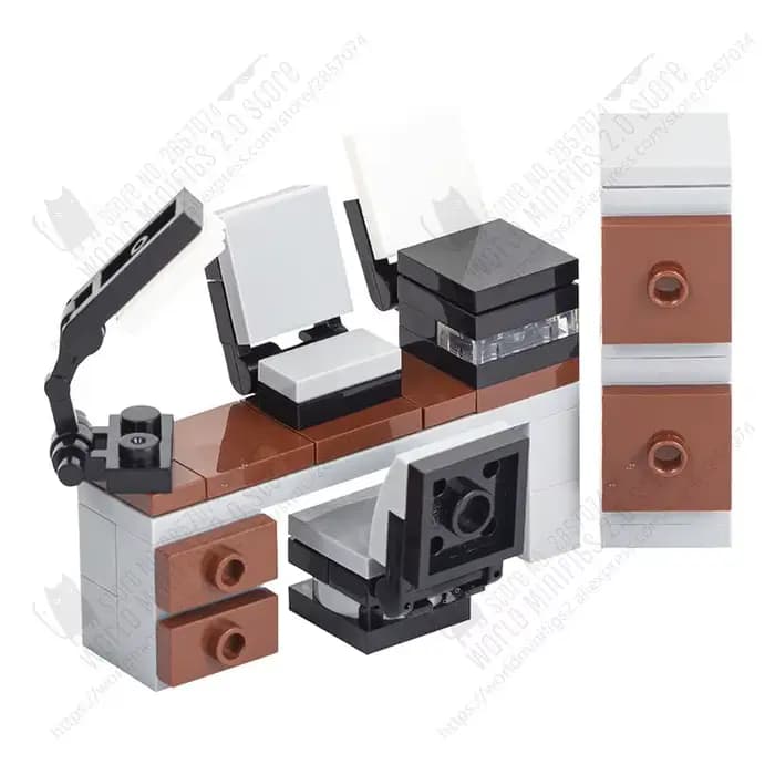 MOC0030 bricolage bureaux d'ordinateur blocs de construction série ville créative lampe de Table de bureau meubles modèle MOC assembler des jouets pour enfants cadeau