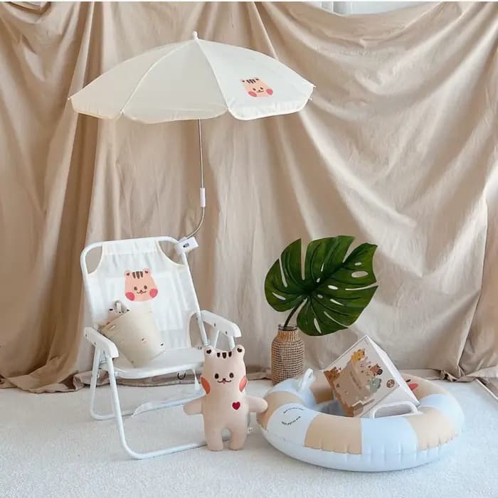 Chaise de plage extérieure pour enfants avec parapluie mignon Ins vent