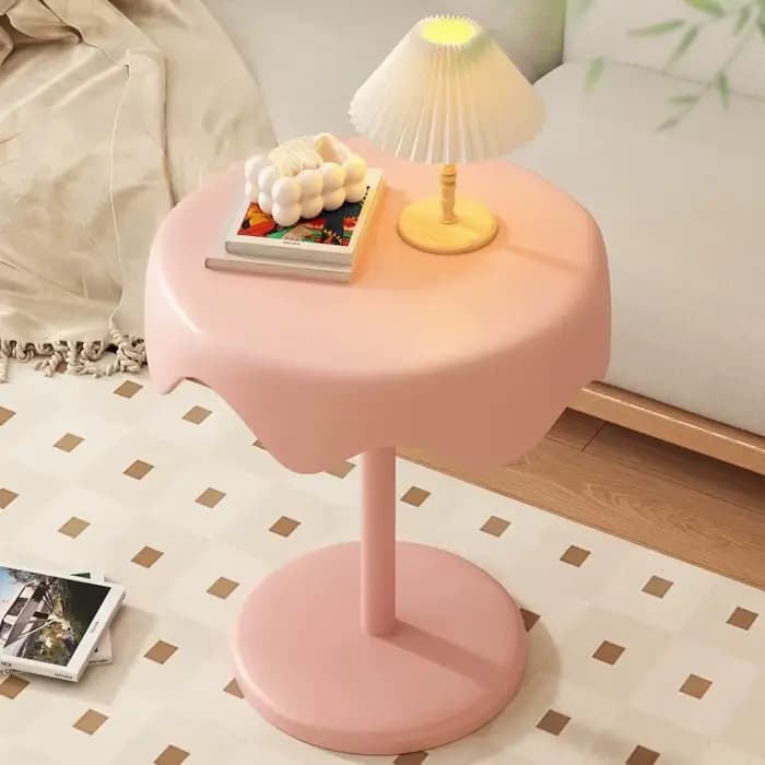 Table basse rose mignonne, ronde, pas chère, pour chambre à coucher, style crème moderne, table basse pour salon, meubles Dopamine