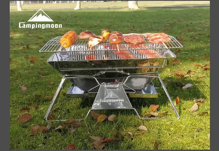 CAMPINGMOON MT-3 Grand Barbecue Pliant Grill En Acier Inoxydable