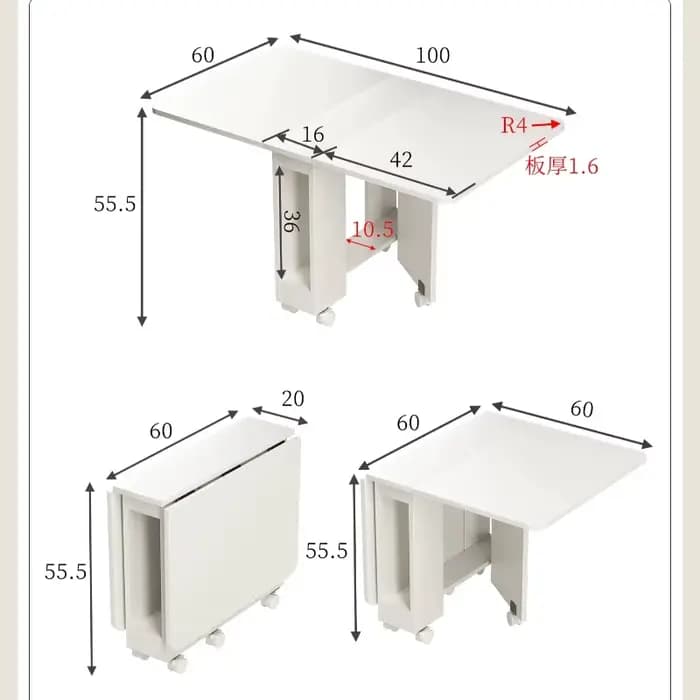 Table basse d'angle moderne pliable