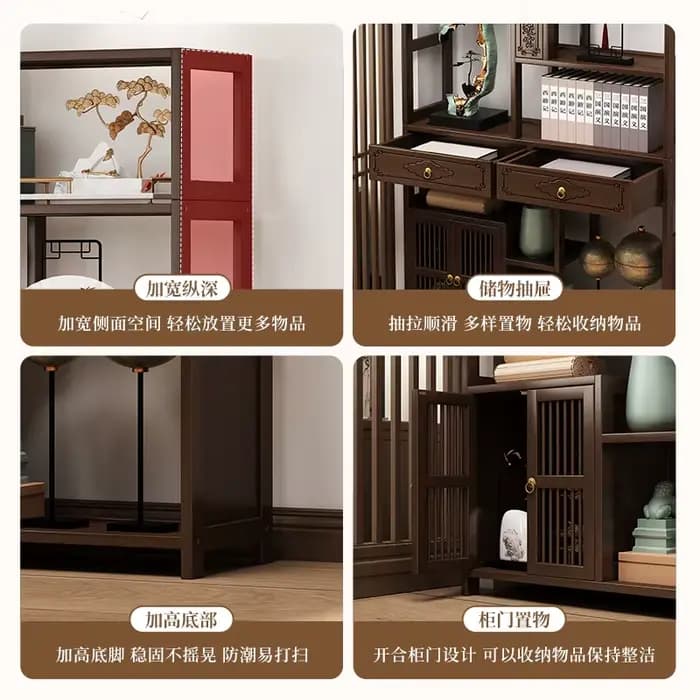 YFY Nouvelle Étagère Chinoise Bogu pour Salon de Thé, Décoration Haut de Gamme, Vitrine à Thé, Étagère de Bureau, Ornement de Séparation pour Salon