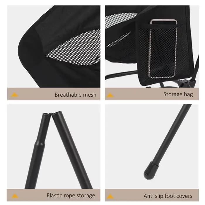 Chaise pliante carrée Stable à quatre coins: forme de croissant en tube de fer léger