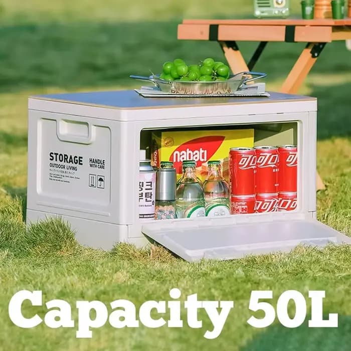 Boîte de rangement extérieure pliable pour camping, organisateur de camping, coffre de voiture avec couvercle en bois, boîte de rangement industrielle robuste