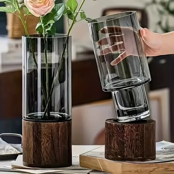 Vase rétro Simple et léger de luxe, décoration créative en verre de couleur primaire, Vase nourrissant à l'eau, décoration de Table de salon