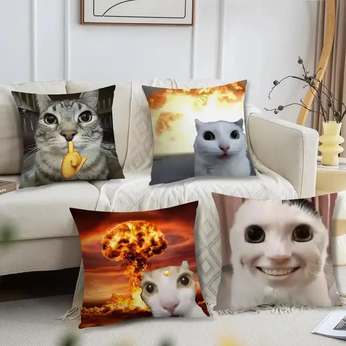 Housse de coussin confortable et douce, taie d'oreiller amusante avec motif de chat, pour canapé, salon, maison, bureau, décoration, cadeau, housses de protection