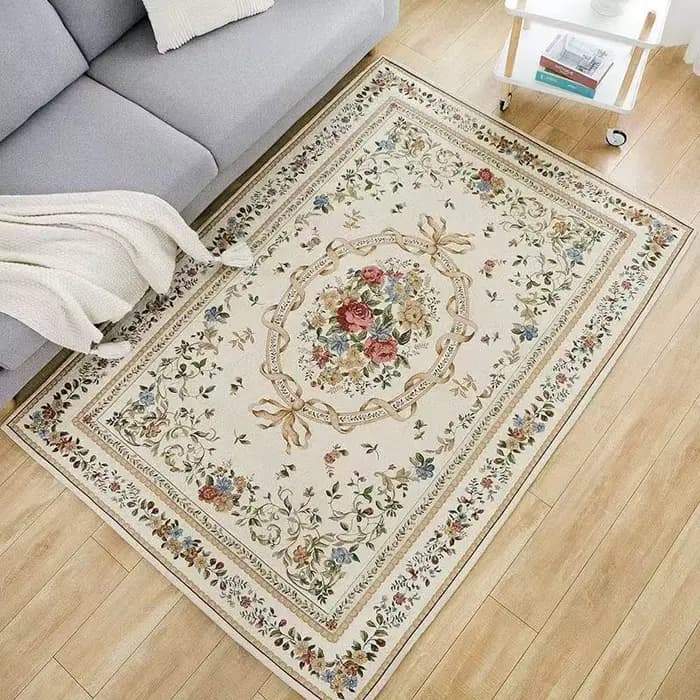 Tapis Floral élégant Vintage, doux et antidérapant, pour salon, chambre à coucher, salle à manger, bureau, tapis de sol traditionnel pour la maison