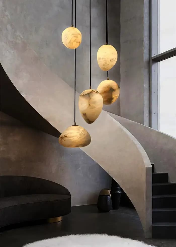 Lustre LED moderne de luxe en marbre irrégulier pour salon, suspension luminaire pour restaurant, chevet, bar, escalier