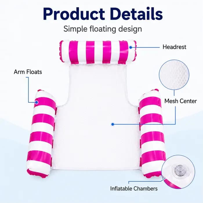 Hamac gonflable pour piscine avec centre en maille