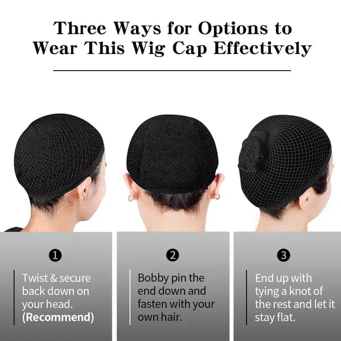 Bonnet de perruque en maille pour cheveux longs, filet à cheveux pour perruque, bonnet pour perruques, noir, repllover