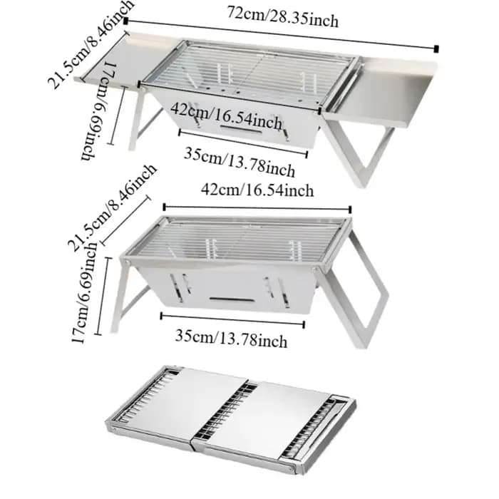 Réchaud de barbecue pliable en acier inoxydable portable Réglage de la chaleur réglable Grille