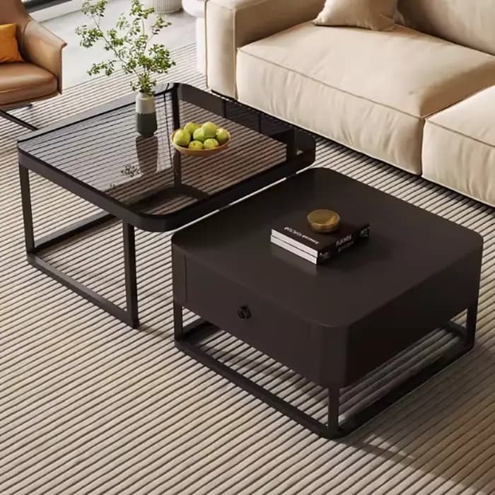 Table basse esthétique carrée rangement universel