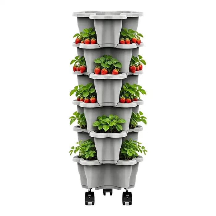 Jardinière verticale Plant Tower à 6 niveaux avec roulettes