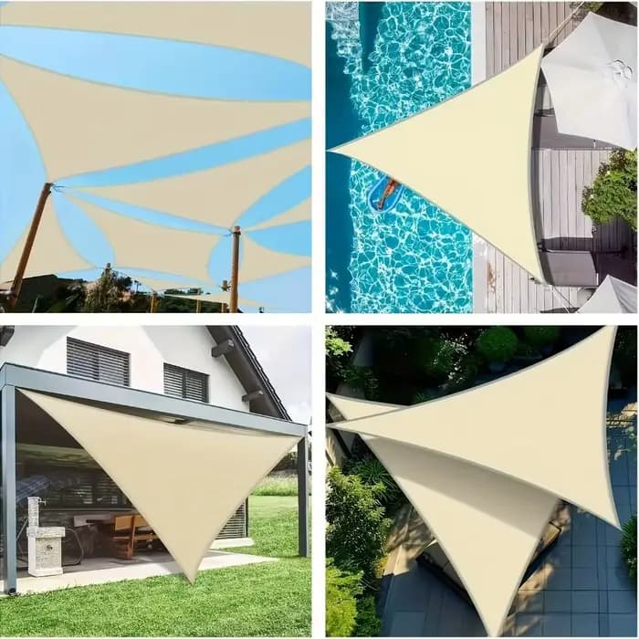 Abri solaire triangulaire étanche avec cordes, auvent extérieur de taille 3x3x3M, pare-soleil triangulaire Portable Durable pour zone de piscine